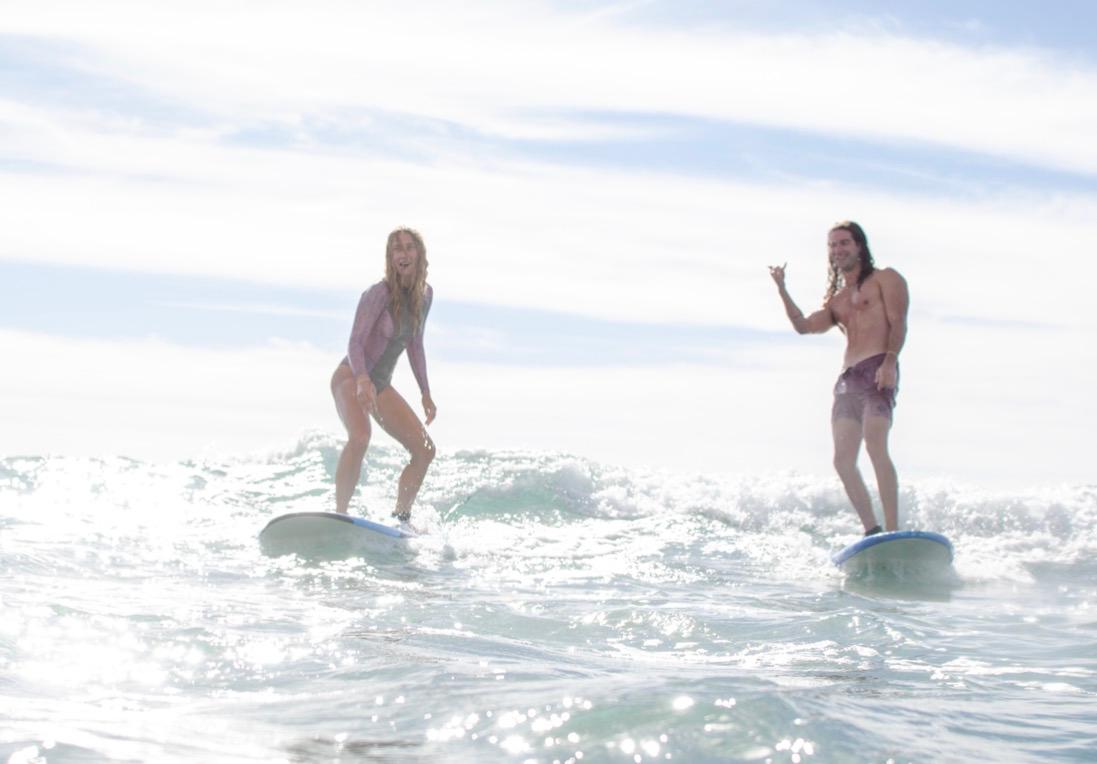 Diana and Doug surfing